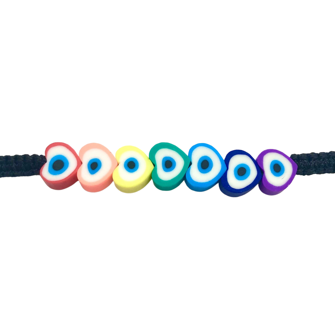 Rainbow Evil Eye Heart Bracelet