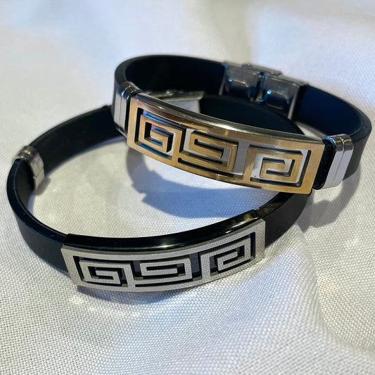 Men’s Greek Key Stainless Steel Bracelet