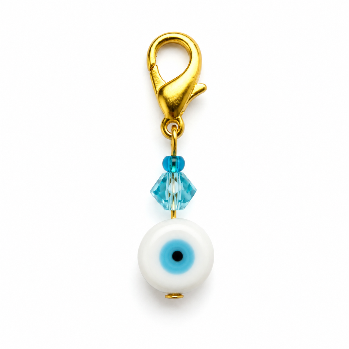 White Evil Eye with Beads Good Luck Charm