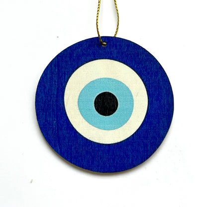 Wooden Evil Eye Christmas Ornament