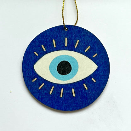 Wooden Evil Eye Christmas Ornament
