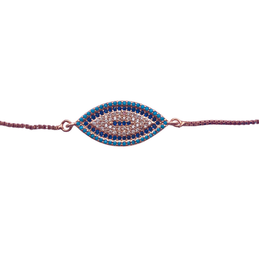 Bracelet with Diamanté Evil Eye and Chain