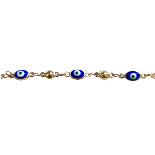 Bracelet with Small Oval Evil Eyes