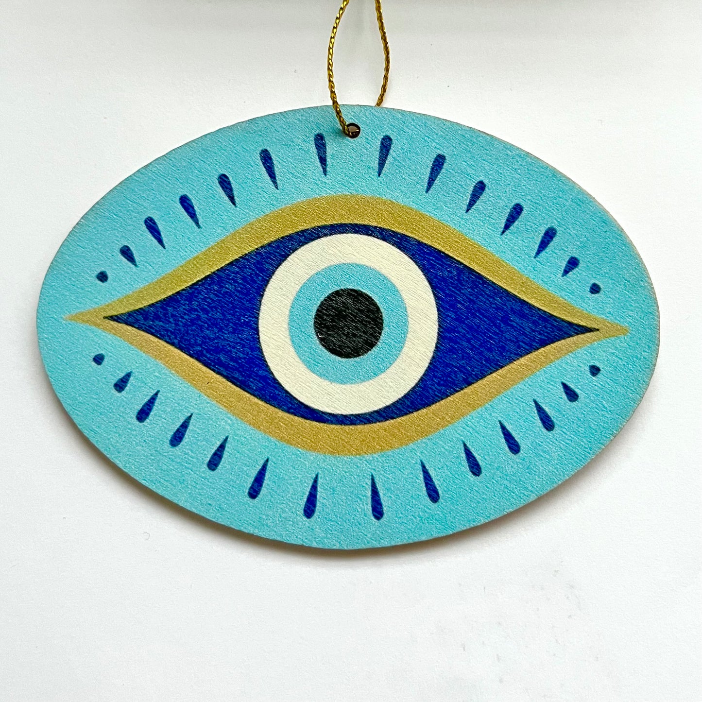 Wooden Evil Eye Christmas Ornament