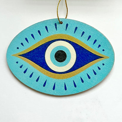 Wooden Evil Eye Christmas Ornament