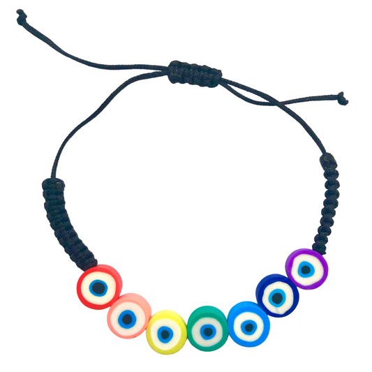 Rainbow Evil Eye Circle Bracelet