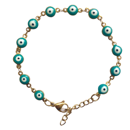 Bracelet with Turquoise Evil Eyes