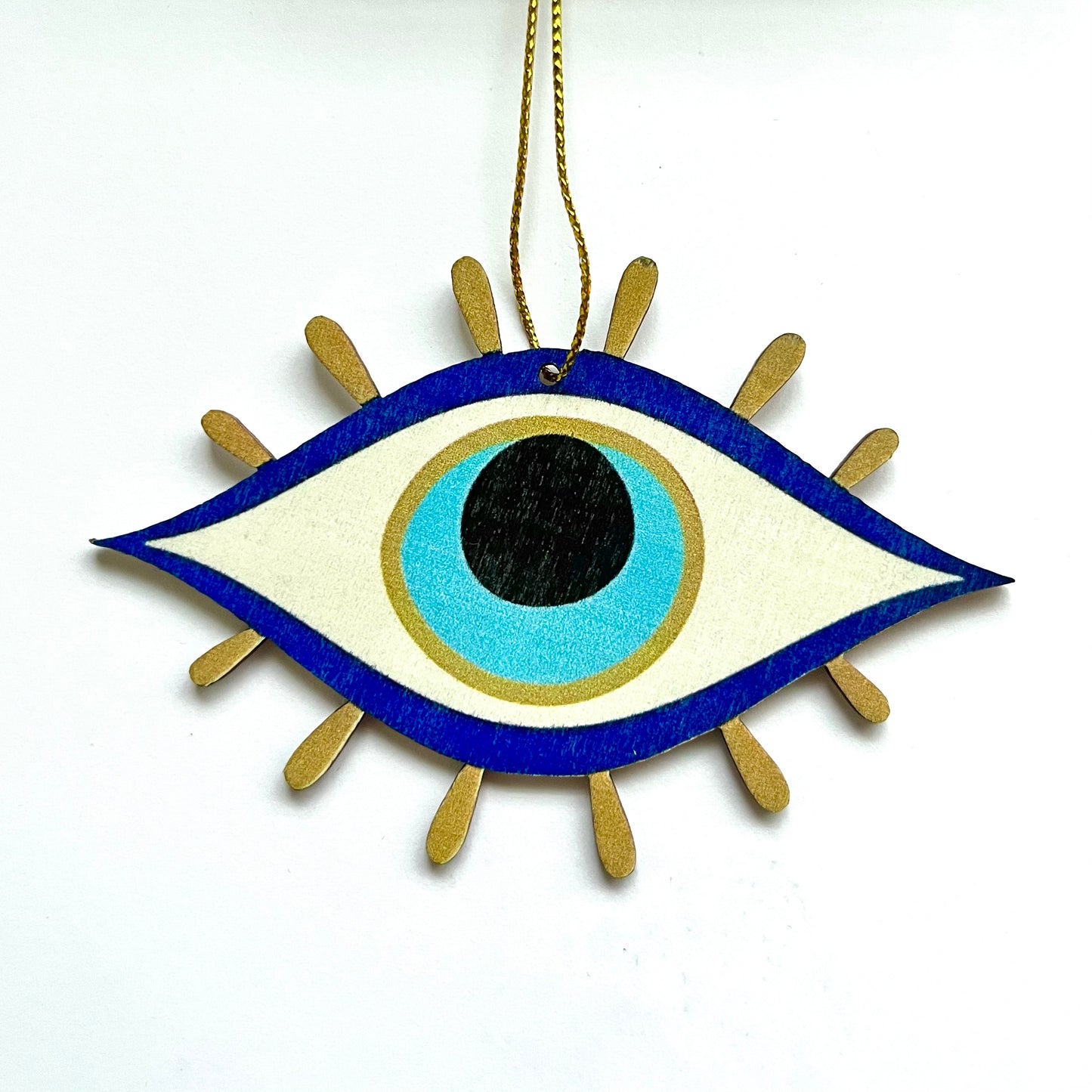 Wooden Evil Eye Christmas Ornament