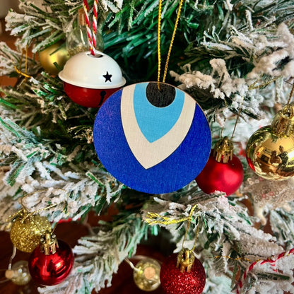 Wooden Evil Eye Christmas Ornament