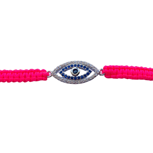 Bracelet with Diamante Silver and Navy Evil Eye