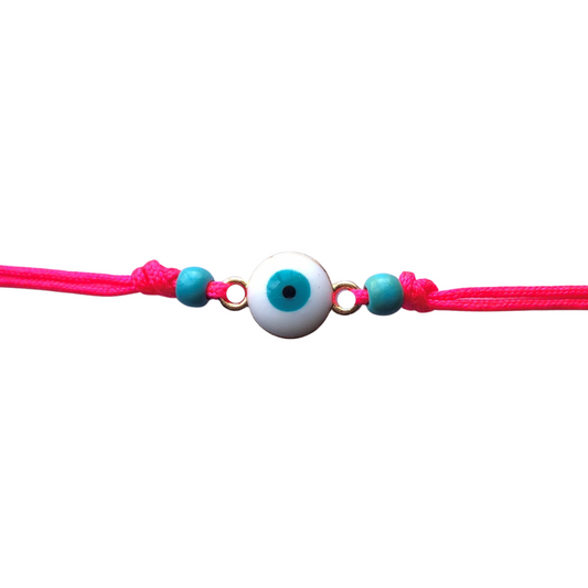 Bracelet with Round Evil Eye and Turquoise Beads