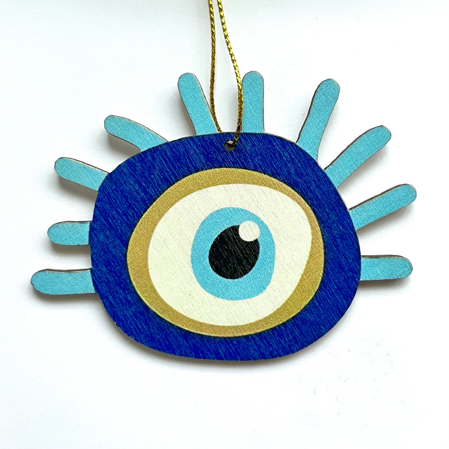 Wooden Evil Eye Christmas Ornament