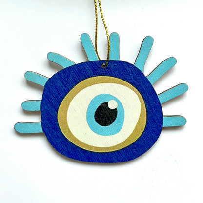Wooden Evil Eye Christmas Ornament