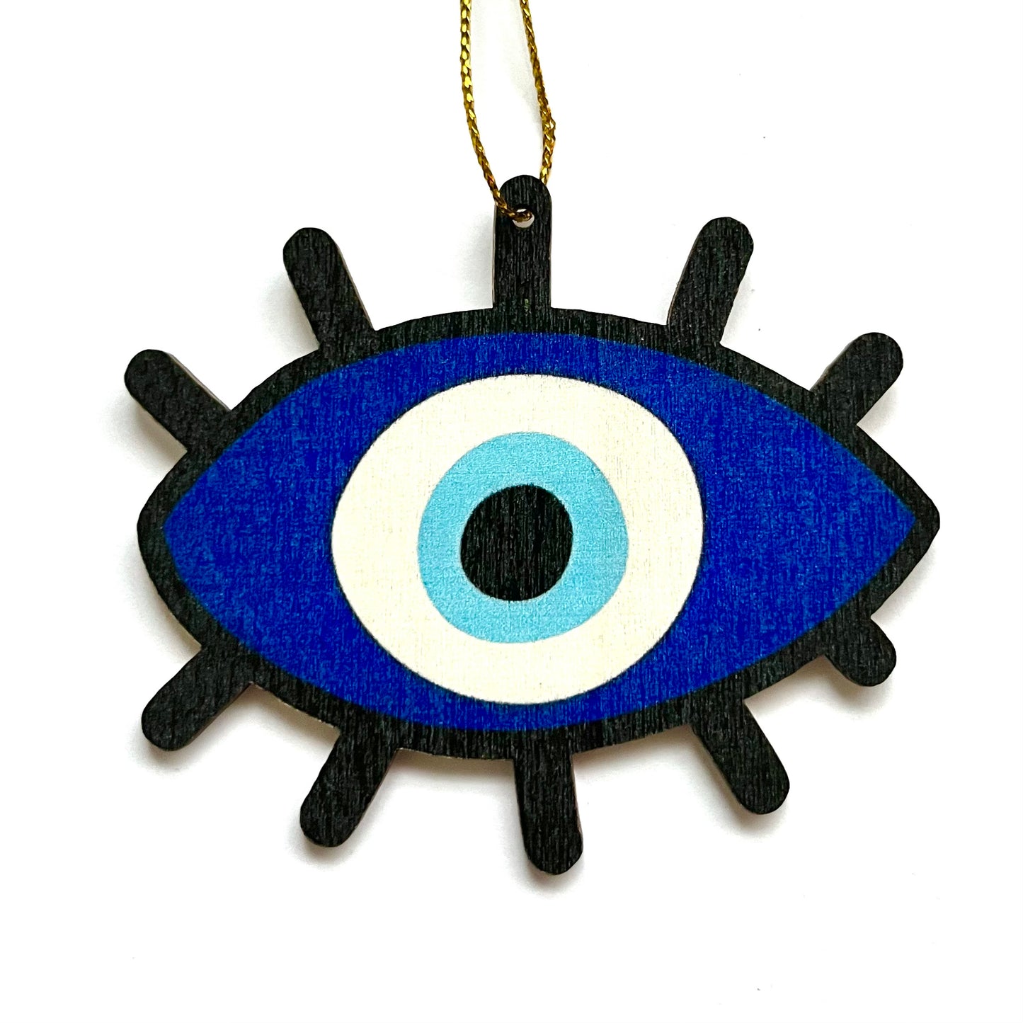 Wooden Evil Eye Christmas Ornament