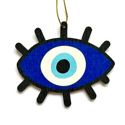 Wooden Evil Eye Christmas Ornament