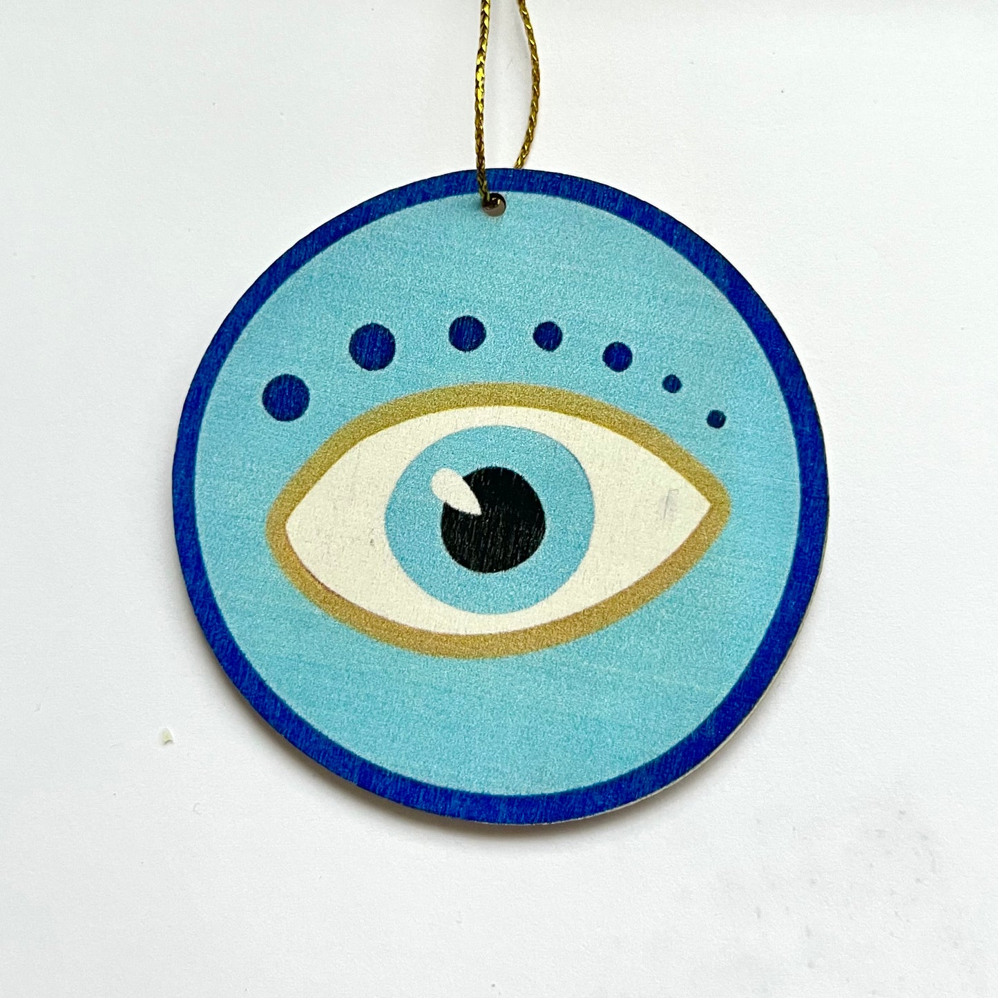 Wooden Evil Eye Christmas Ornament