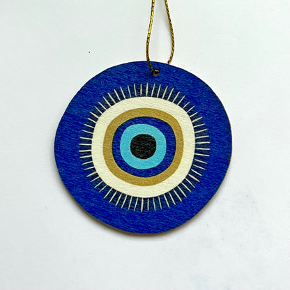 Wooden Evil Eye Christmas Ornament
