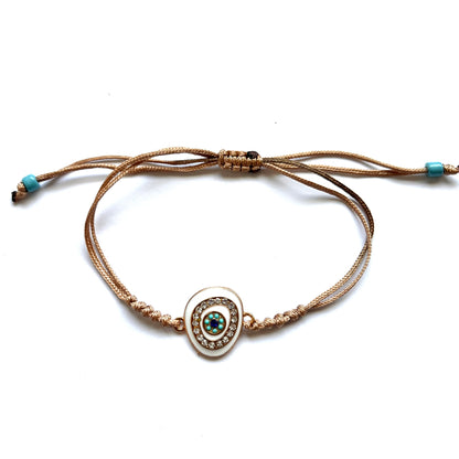 Knotted Bracelet with Asymmetrical Diamanté Evil Eye