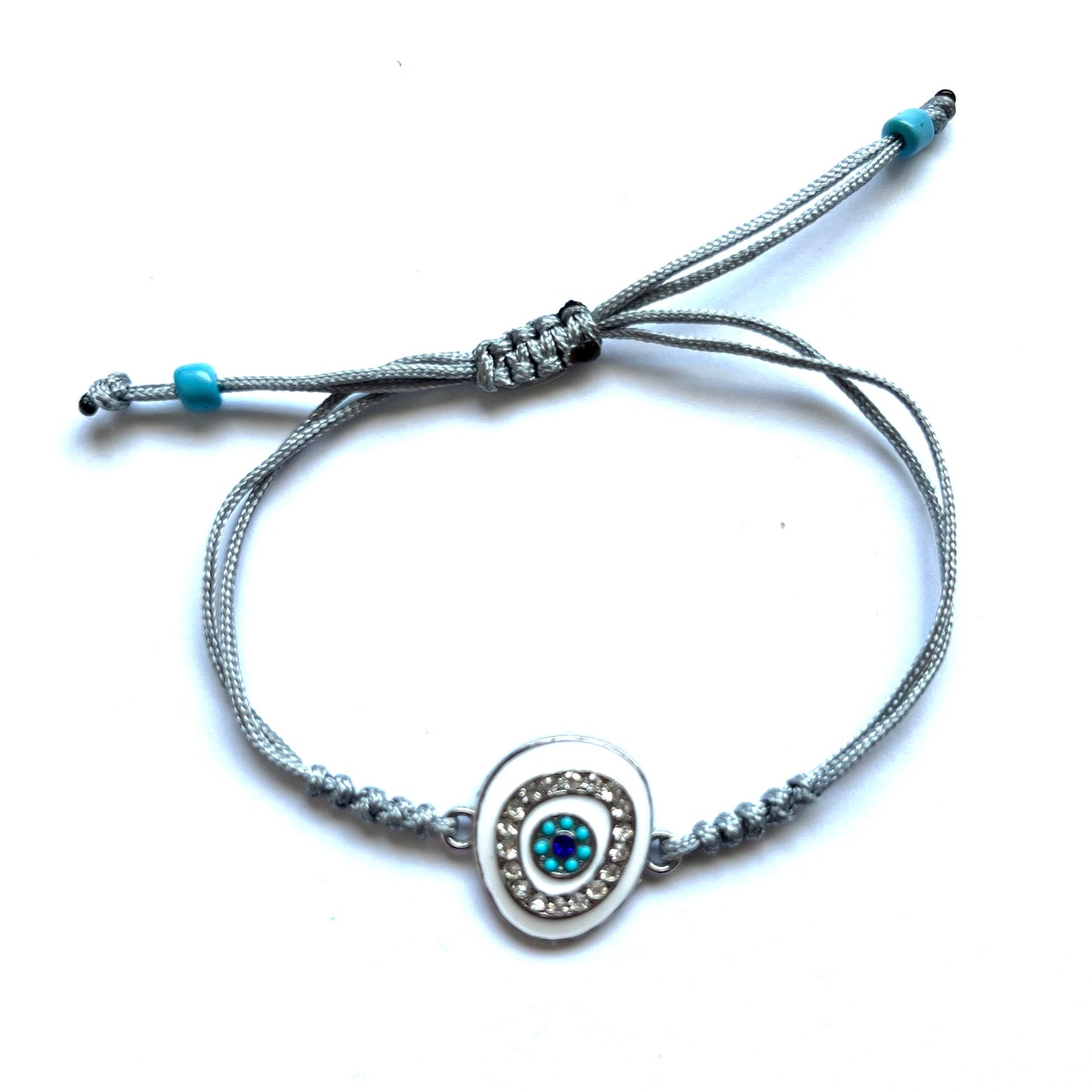 Knotted Bracelet with Asymmetrical Diamanté Evil Eye