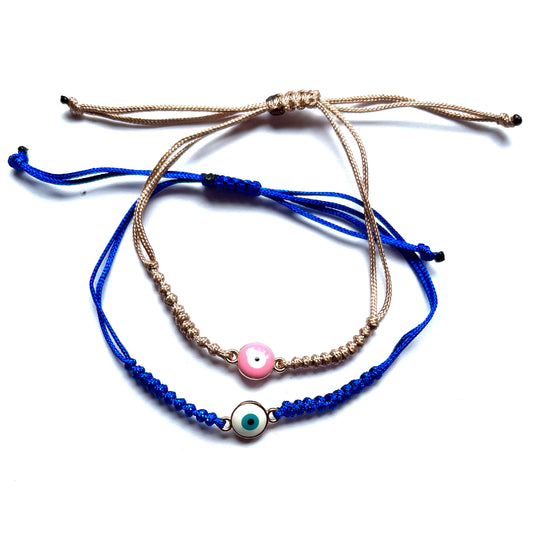 Knotted Bracelet with Round Evil Eye