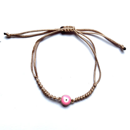 Knotted Bracelet with Round Evil Eye