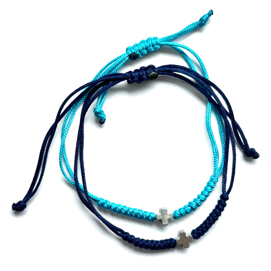 Knotted Bracelet with Tiny Cross