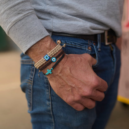 Men's Bracelet - Square Evil Eye