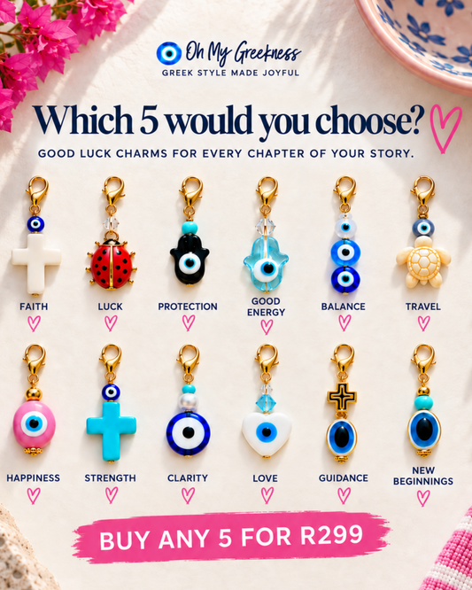 Greek Evil Eye Good Luck Charms (Clip-On Mati Charms)