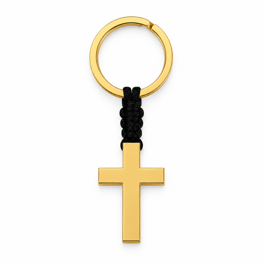 Gold Cross Keyring