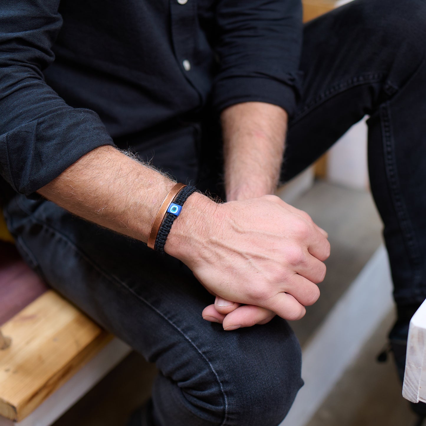 Men's Bracelet - Square Evil Eye