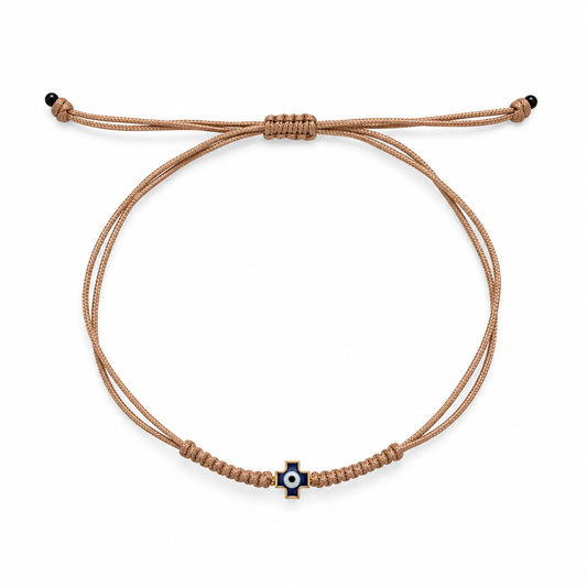 Bracelet with Small Blue Cross and Evil Eye 🧿✝️