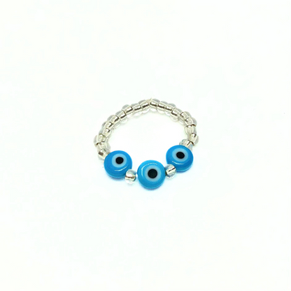 Beaded Ring with Evil Eye Trio