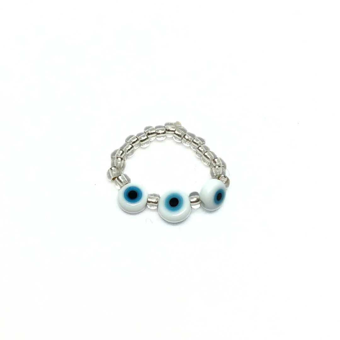 Beaded Ring with Evil Eye Trio