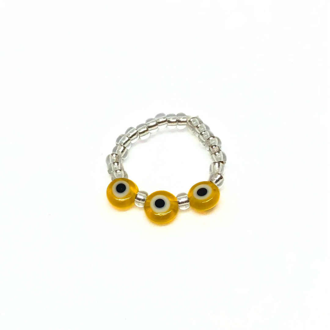 Beaded Ring with Evil Eye Trio