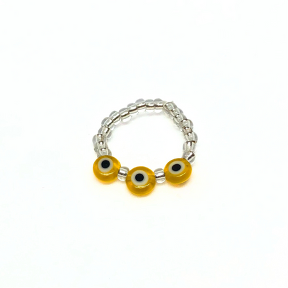 Beaded Ring with Evil Eye Trio