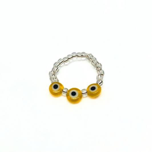 Beaded Ring with Evil Eye Trio