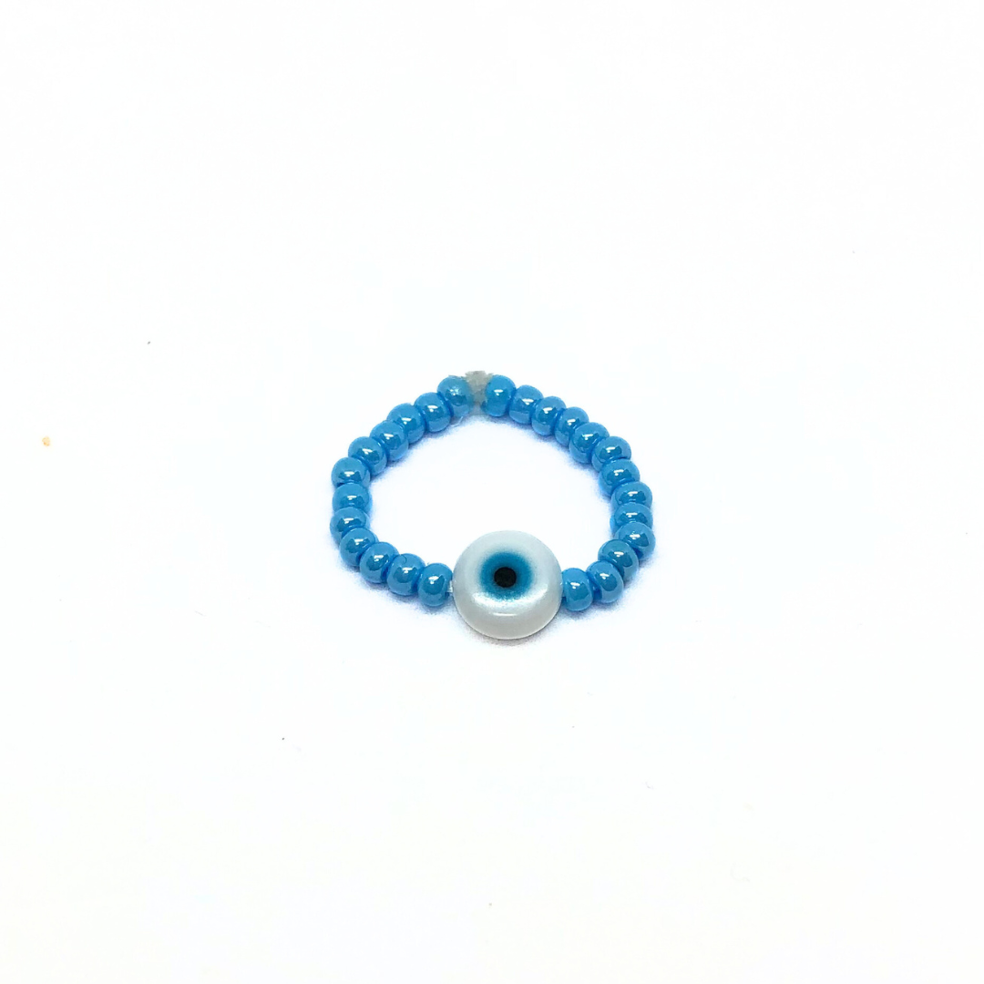 Beaded Ring with Single Evil Eye