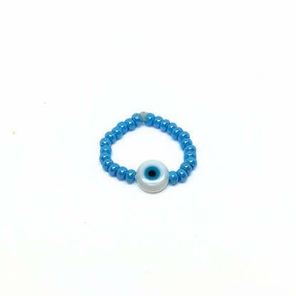 Beaded Ring with Single Evil Eye