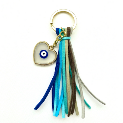 Keyring - Tassles and Heart Pendant