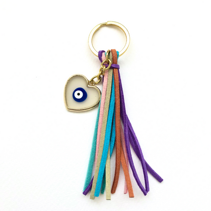 Keyring - Tassles and Heart Pendant