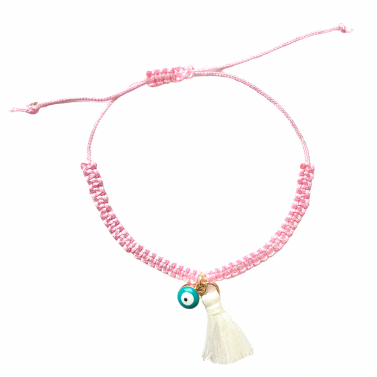Bracelet With Small Evil Eye And Tassel