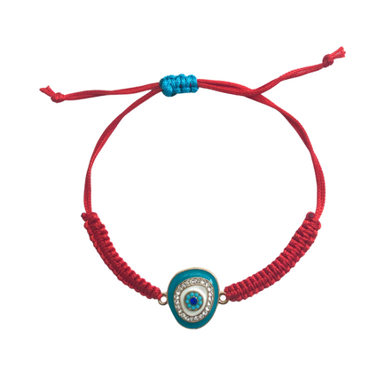 Bracelet with Asymetrical Diamanté Evil Eye (Gold)